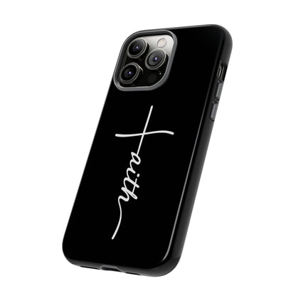 Faith Cross Phone Case, Christian Aesthetic Minimalist Black Matte Case, Religious Gift iPhone Samsung Cover