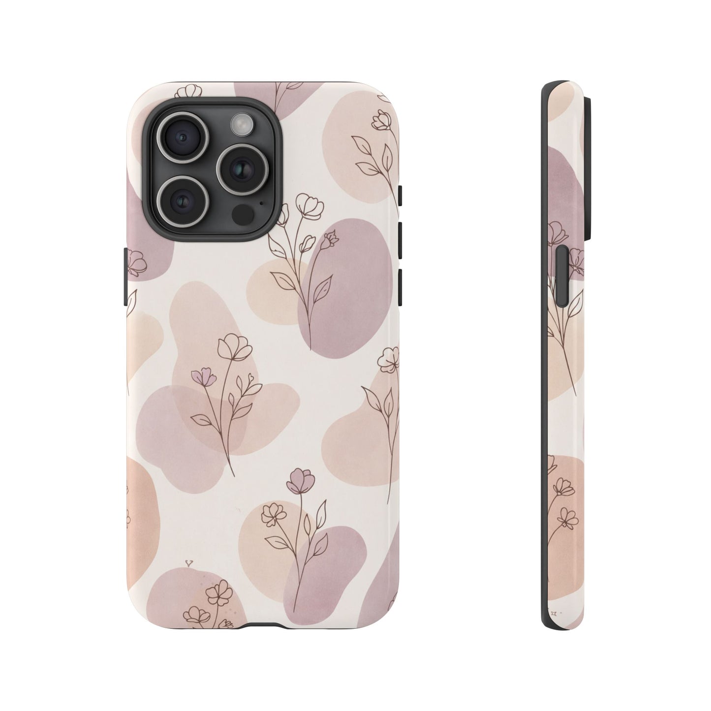 Blush Floral Phone Case Neutral Botanical Watercolor Tough Cover