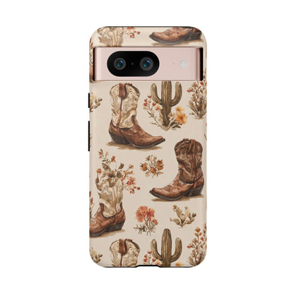 Cowboy Boots Western Phone Case Rustic Cowgirl Cactus Floral iPhone Samsung Pixel