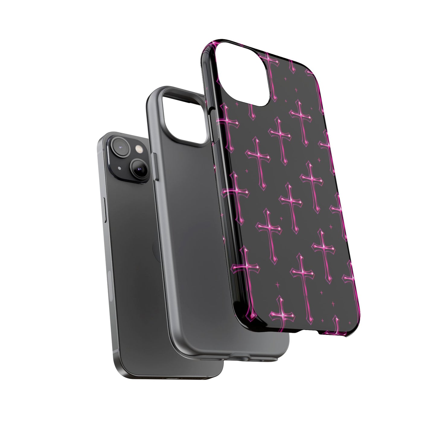 Neon Pink Cross Pattern Phone Case | Tough Protective Case for Iphone, Samsung Galaxy and Pixel