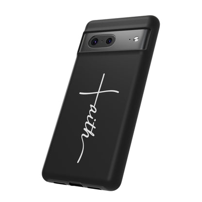 Faith Cross Phone Case, Christian Aesthetic Minimalist Black Matte Case, Religious Gift iPhone Samsung Cover
