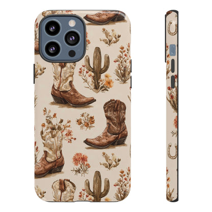 Cowboy Boots Western Phone Case Rustic Cowgirl Cactus Floral iPhone Samsung Pixel