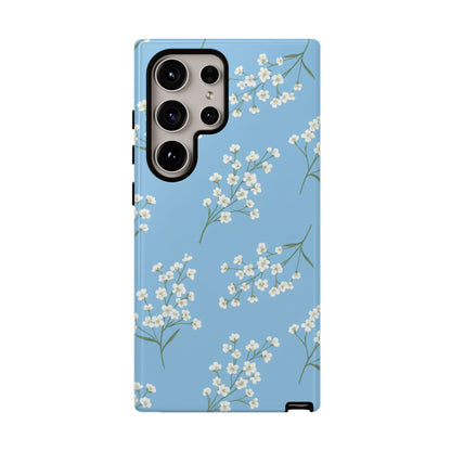 Baby’s Breath Floral Phone Case – Blue Minimal Flower Aesthetic Tough Case