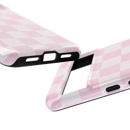 Pink Checkerboard Phone Case | Aesthetic Tough Protective Case