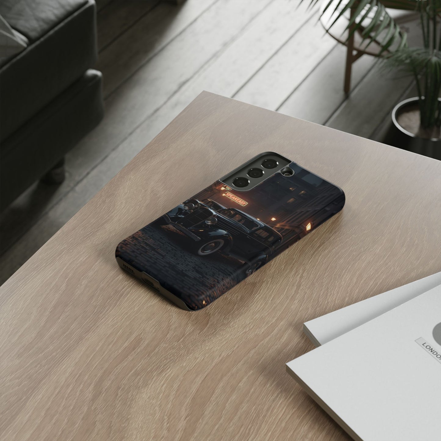 Vintage Classic Car Phone Case | Retro Noir Aesthetic | 1930s Street Scene Tough Case for iPhone & Samsung