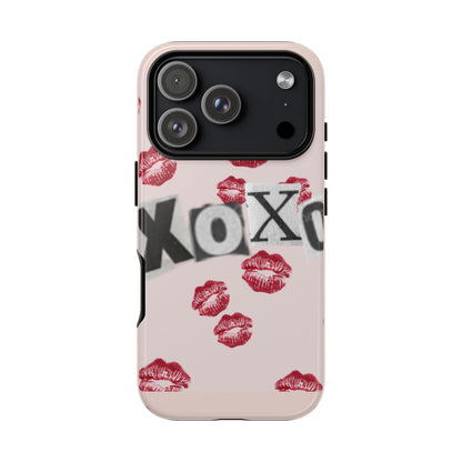 XOXO Kiss Print Phone Case | Coquette Valentine Aesthetic | Cute Pink Lipstick Kiss Tough Case for iPhone & Samsung