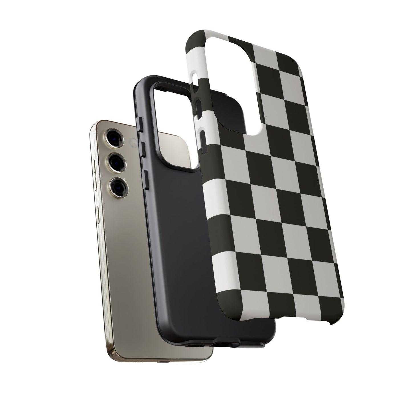 Black & White Checkerboard Phone Case – Classic Aesthetic Tough Protective Case for Iphone, Samsung Galaxy and Pixel