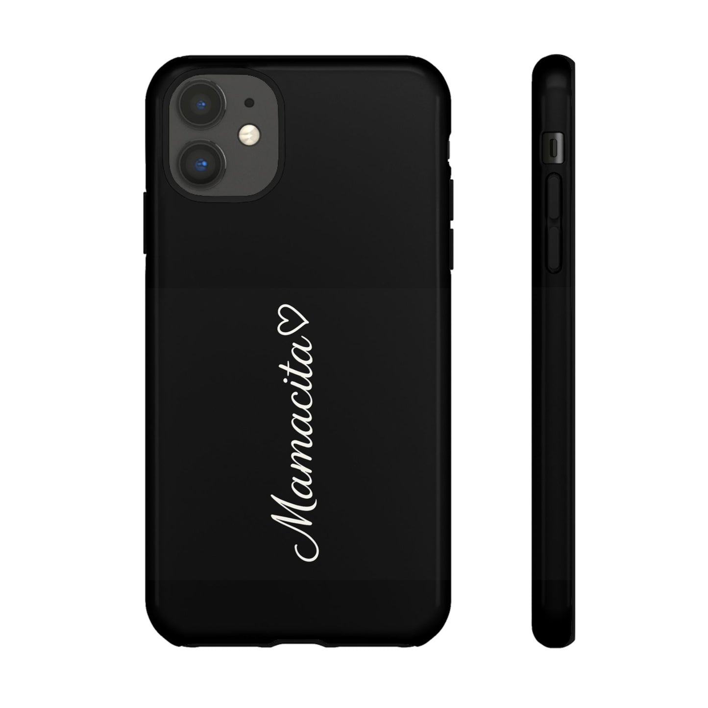 Mamacita Script Phone Case | Minimal Black Tough Case | Sleek Aesthetic Cover
