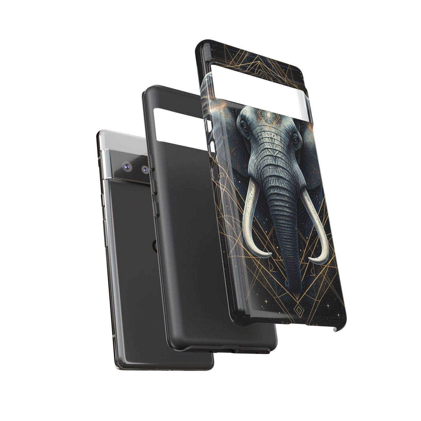 Elephant Mandala Phone Case – Black and Gold Spiritual Elephant Tough Protective Case