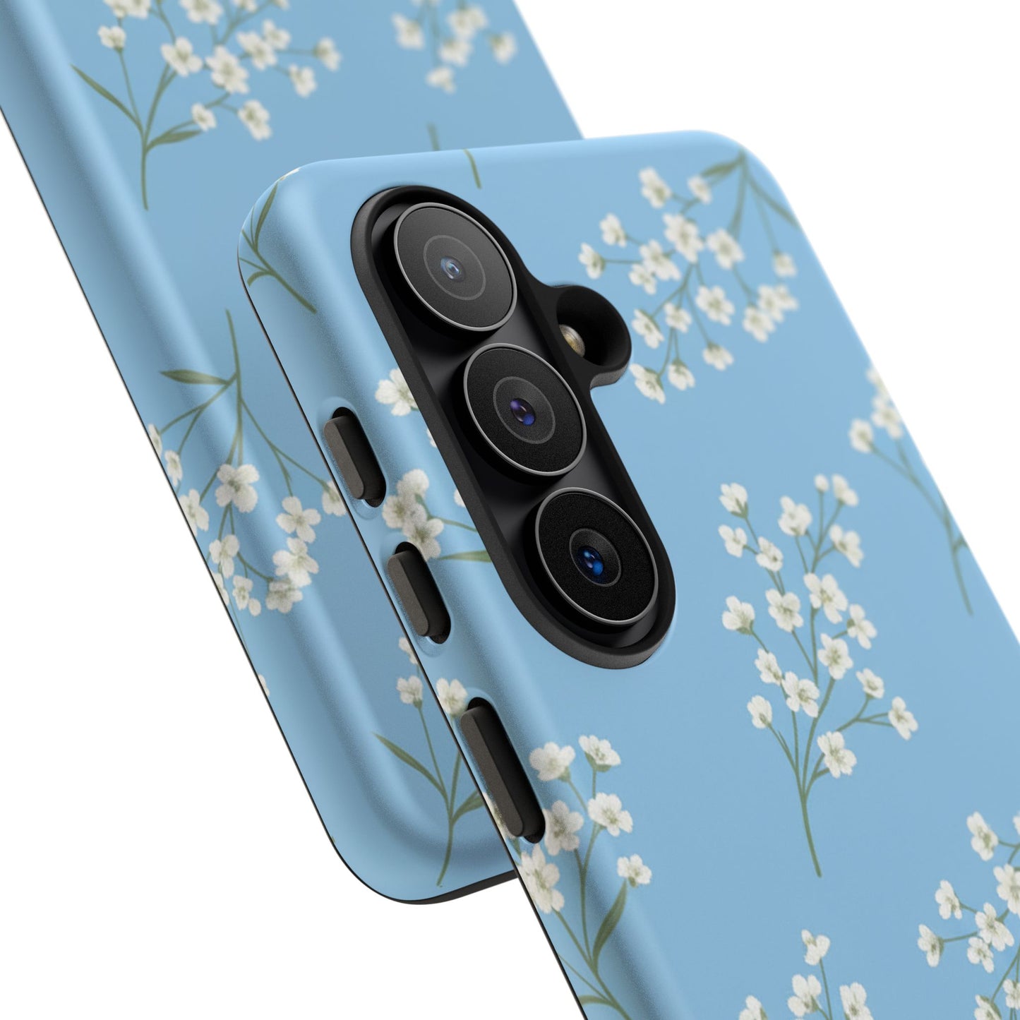 Baby’s Breath Floral Phone Case – Blue Minimal Flower Aesthetic Tough Case