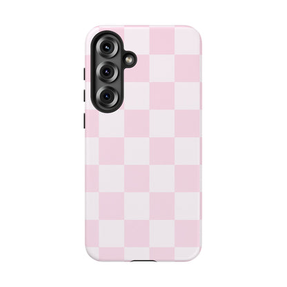 Light Pink Checkerboard Phone Case | Pastel Aesthetic Checkered iPhone & Samsung Tough Case