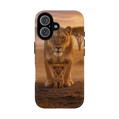 Lioness & Cub Phone Case | Safari Wildlife Tough Case for iPhone & Samsung