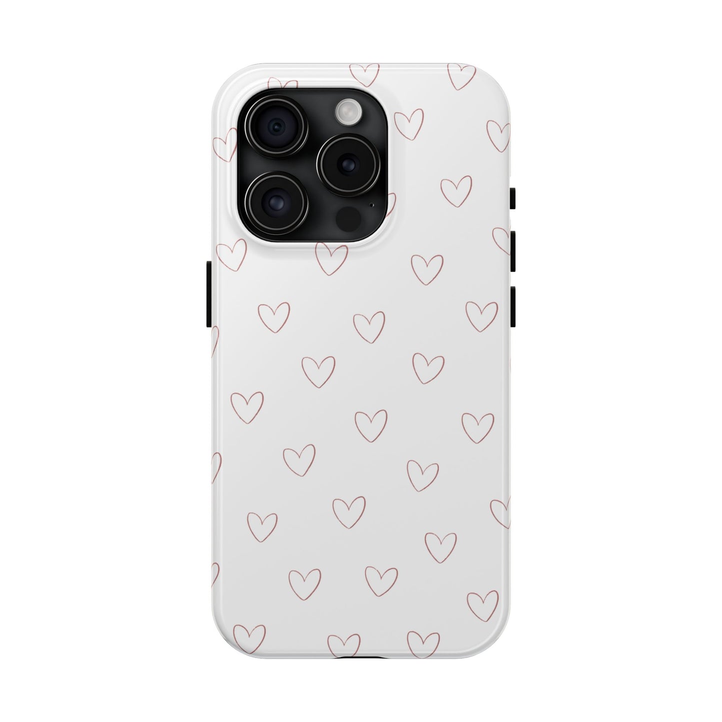 Hand-Drawn Hearts Tough Phone Case | Minimal Pink Heart Pattern