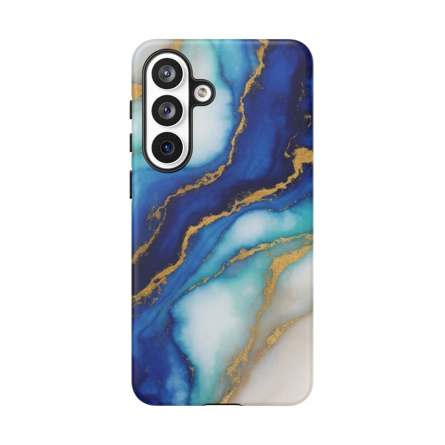 Blue & Gold Marble Phone Case – Luxury Resin Art Tough Case (iPhone, Samsung, Pixel)