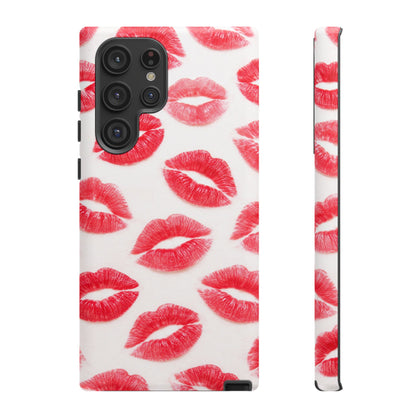 Red Lipstick Kiss Phone Case – Sexy Lip Print Pattern Tough Protective Cover