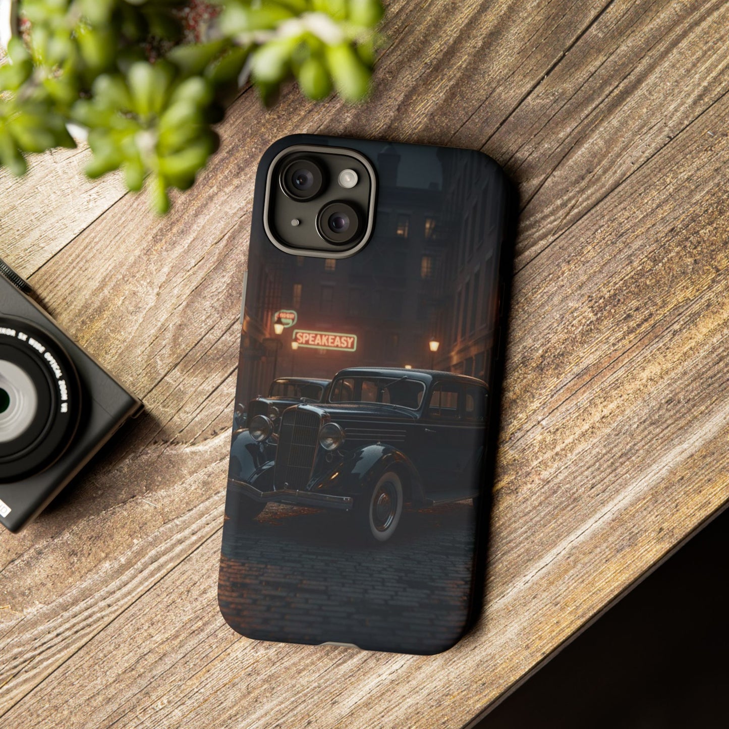 Vintage Classic Car Phone Case | Retro Noir Aesthetic | 1930s Street Scene Tough Case for iPhone & Samsung
