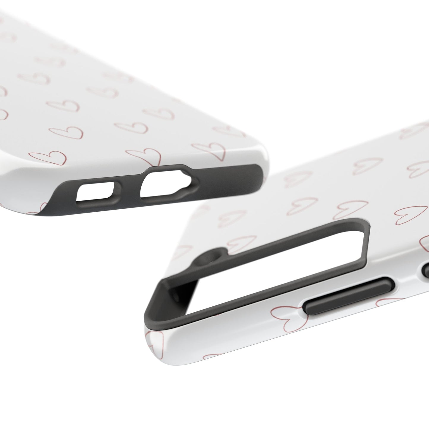 Hand-Drawn Hearts Tough Phone Case | Minimal Pink Heart Pattern
