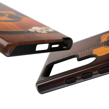 Acoustic Guitar Daisy Phone Case | Rustic Music Lover Tough Cover