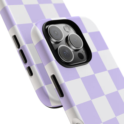 Lavender Checkerboard Phone Case | Pastel Aesthetic Checkered iPhone & Samsung Tough Case