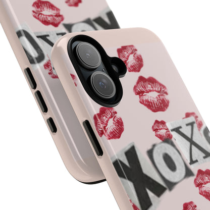 XOXO Kiss Print Phone Case | Coquette Valentine Aesthetic | Cute Pink Lipstick Kiss Tough Case for iPhone & Samsung
