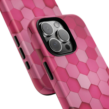 Hot Pink Hexagon Phone Case | Honeycomb Geometric Aesthetic | Cute Pink iPhone & Samsung Tough Protective Case