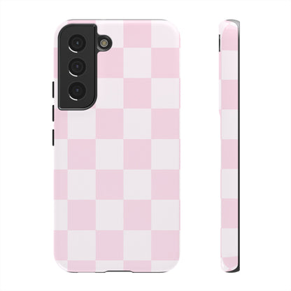 Light Pink Checkerboard Phone Case | Pastel Aesthetic Checkered iPhone & Samsung Tough Case