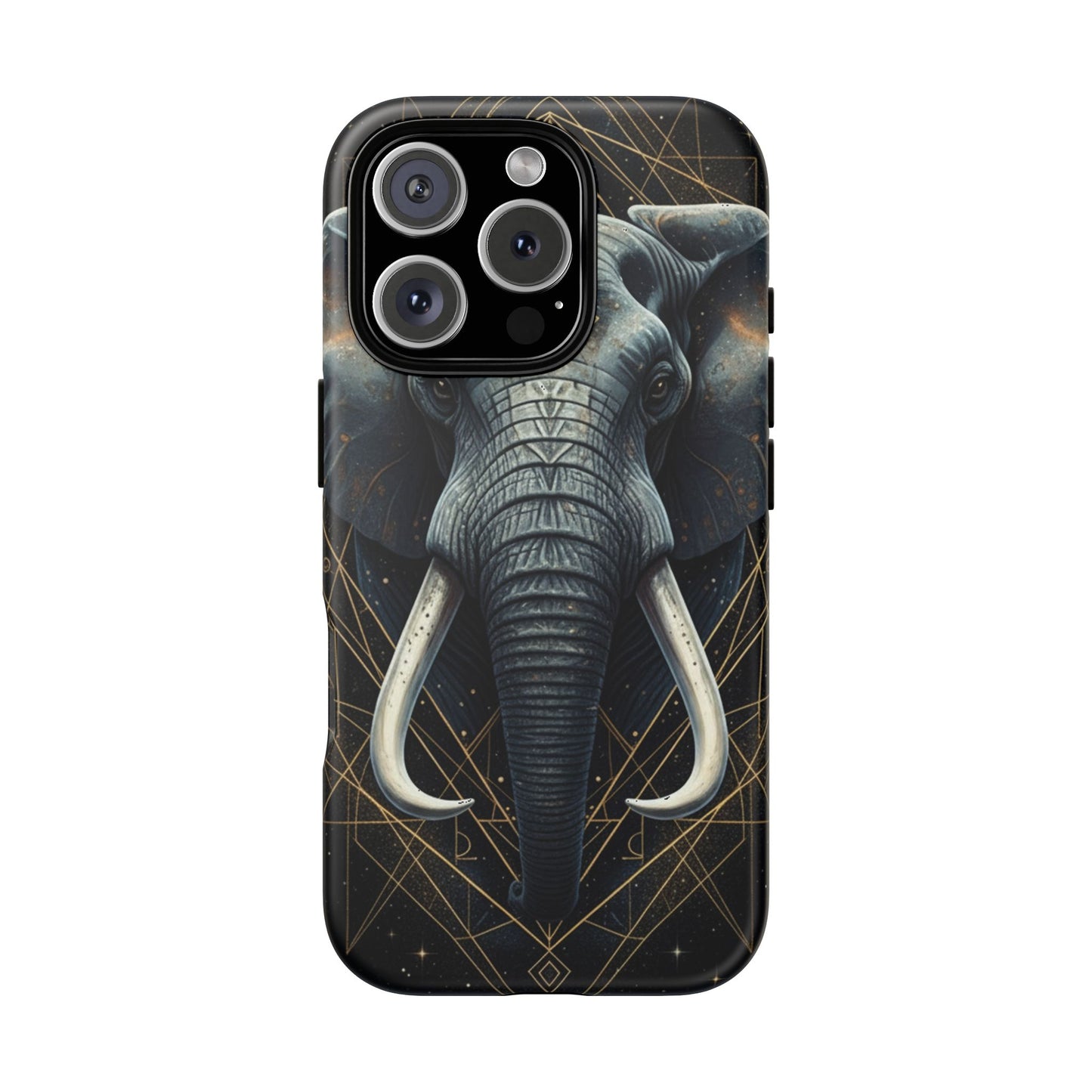 Elephant Mandala Phone Case – Black and Gold Spiritual Elephant Tough Protective Case