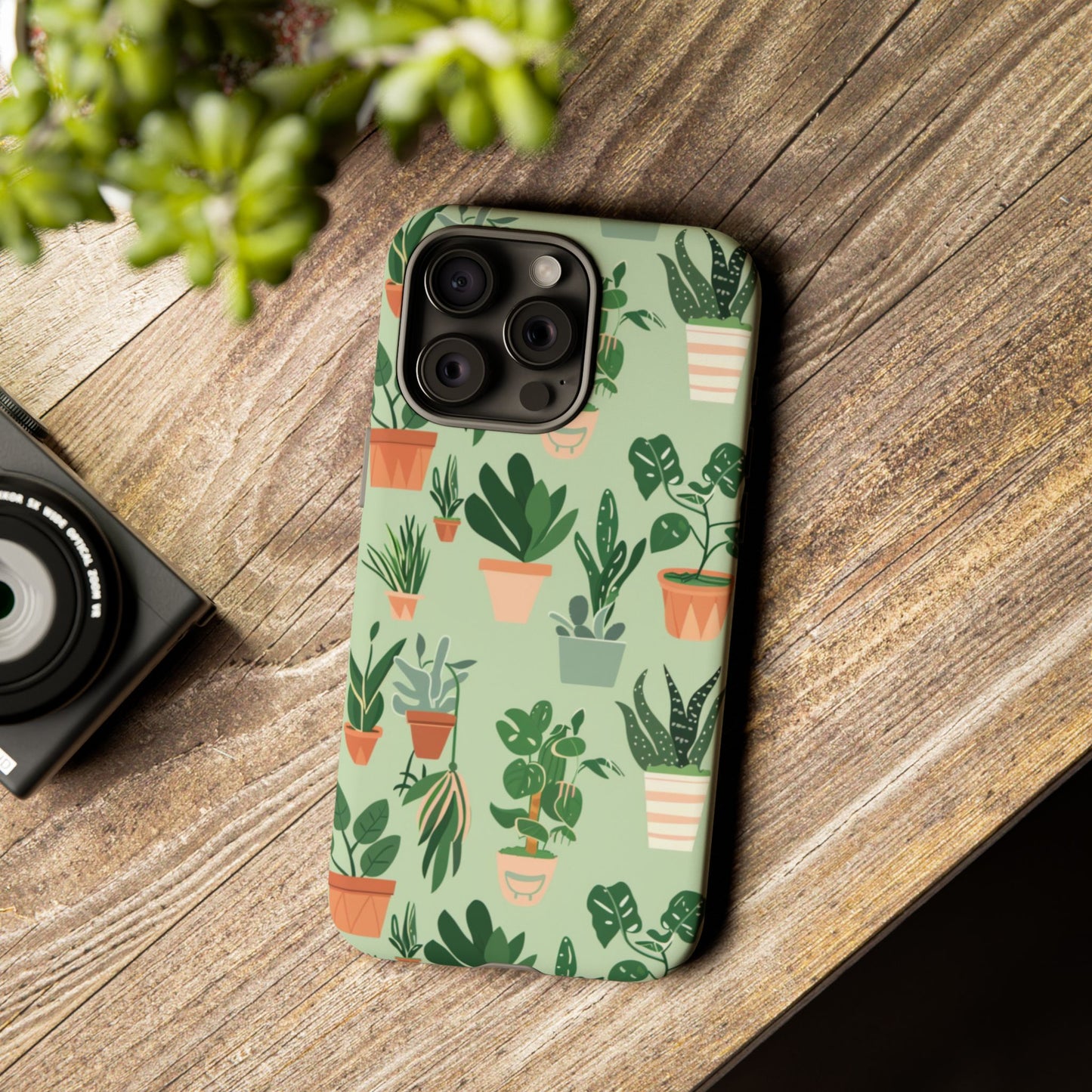 Plant Lover Phone Case | Cute Potted Plants Pattern | Botanical Aesthetic Tough Case