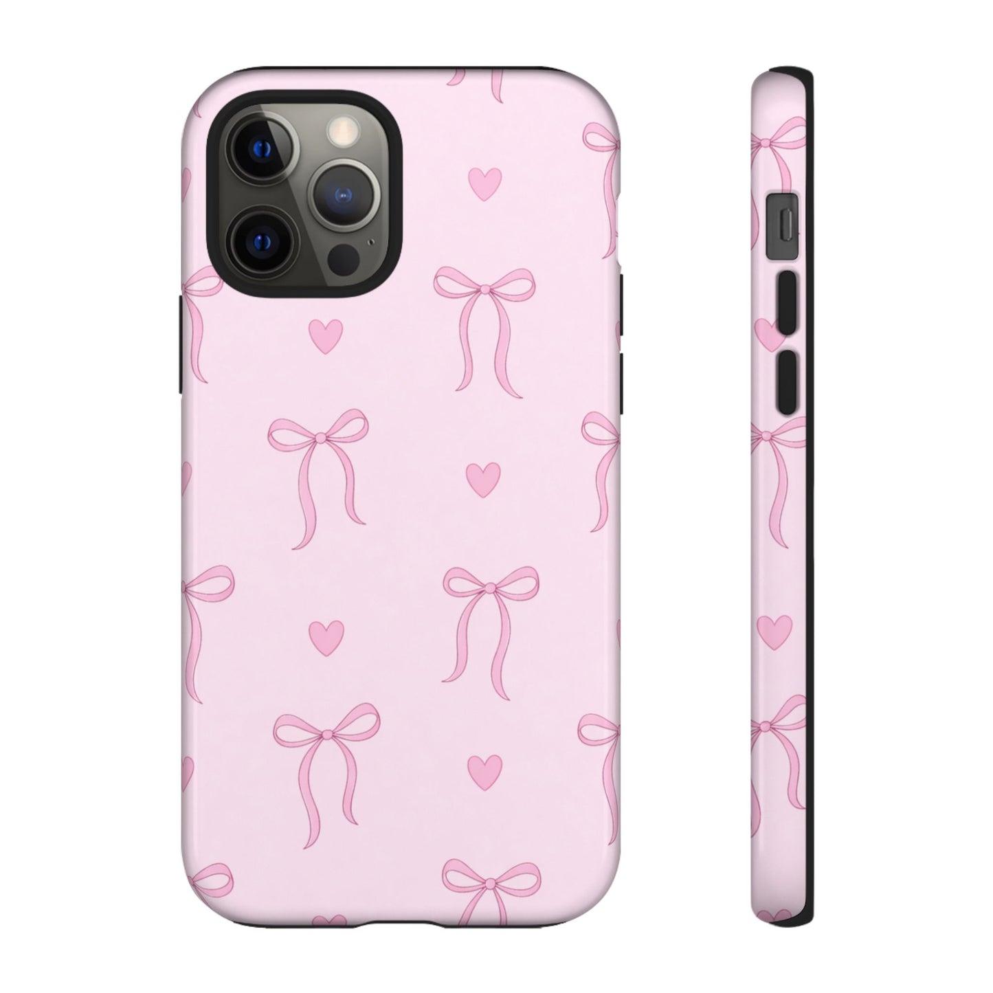 Pink Bow Heart Aesthetic Phone Case – Coquette Cute Tough Cover