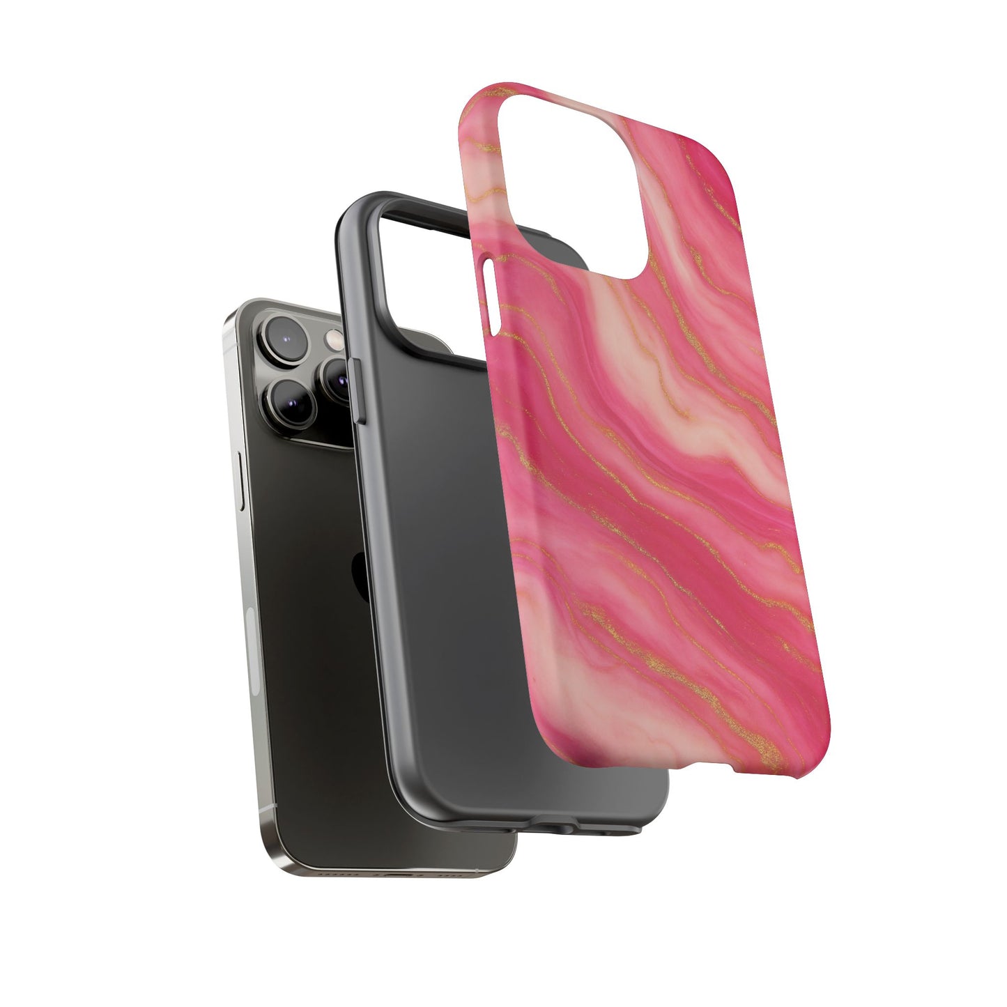 Pink Marble Phone Case | Rose Gold Swirl Aesthetic Tough Protective Case