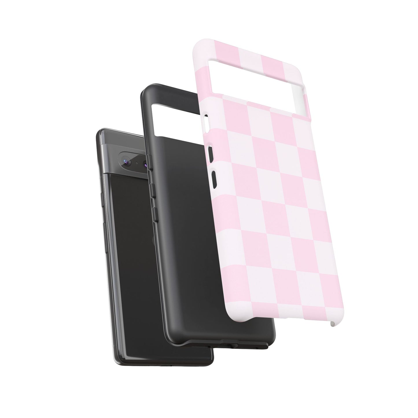 Light Pink Checkerboard Phone Case | Pastel Aesthetic Checkered iPhone & Samsung Tough Case