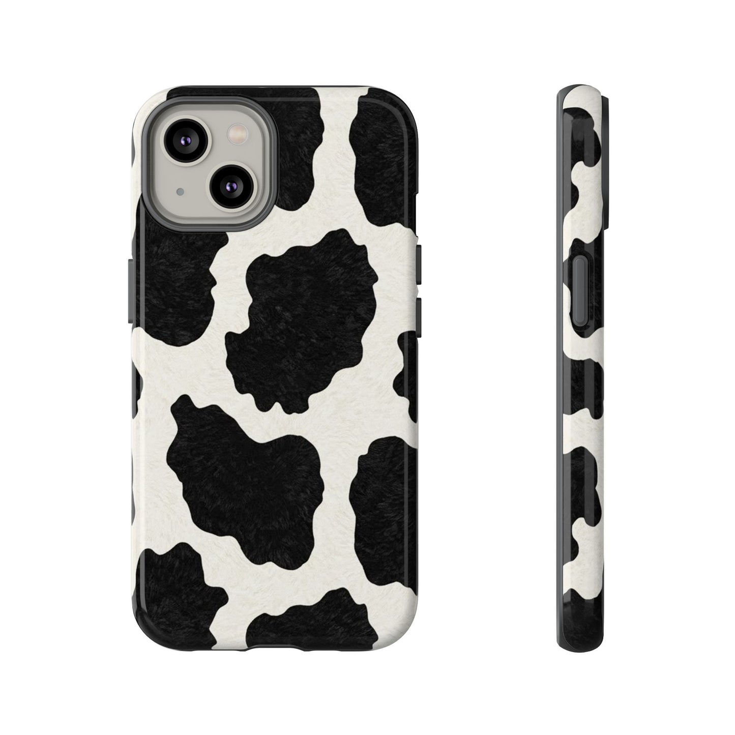 Black & White Cow Print Phone Case | Western Aesthetic iPhone & Samsung Tough Case