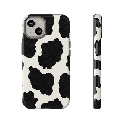 Black & White Cow Print Phone Case | Western Aesthetic iPhone & Samsung Tough Case