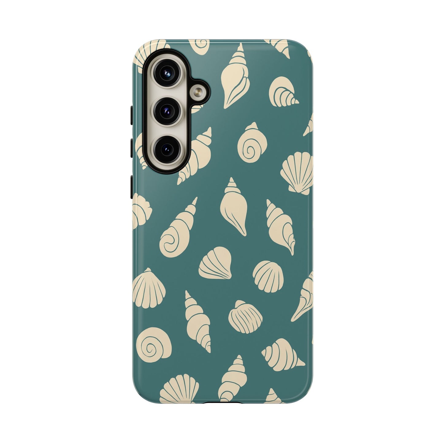 Seashell Pattern Phone Case | Teal Coastal Shells Tough Case for Iphone, Samsung Galaxy and Pixel