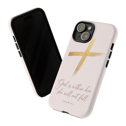 Psalm 46:5 God Is Within Her Christian Cross Phone Case Faith Gift