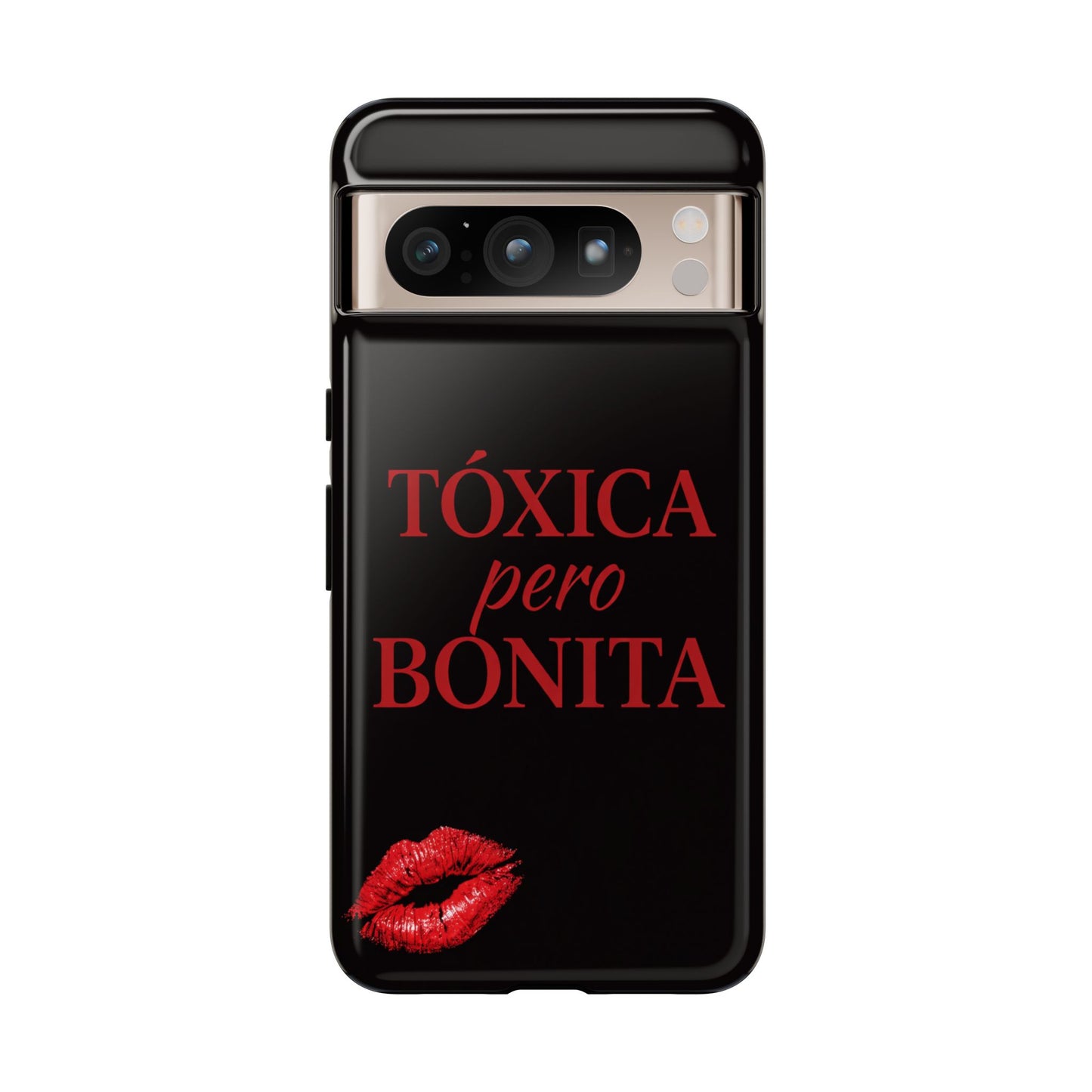 Toxica Pero Bonita Phone Case, Latina Quote Case, Red Lips Aesthetic, Spanish Saying Case, Trendy Tough Cover