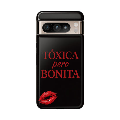 Toxica Pero Bonita Phone Case, Latina Quote Case, Red Lips Aesthetic, Spanish Saying Case, Trendy Tough Cover