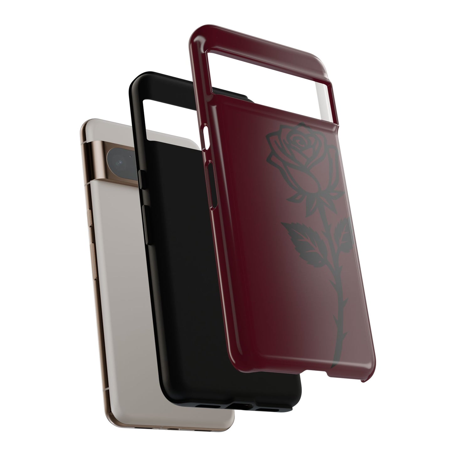 Black Rose Burgundy iPhone Case | Dark Aesthetic Shockproof Protective Cover