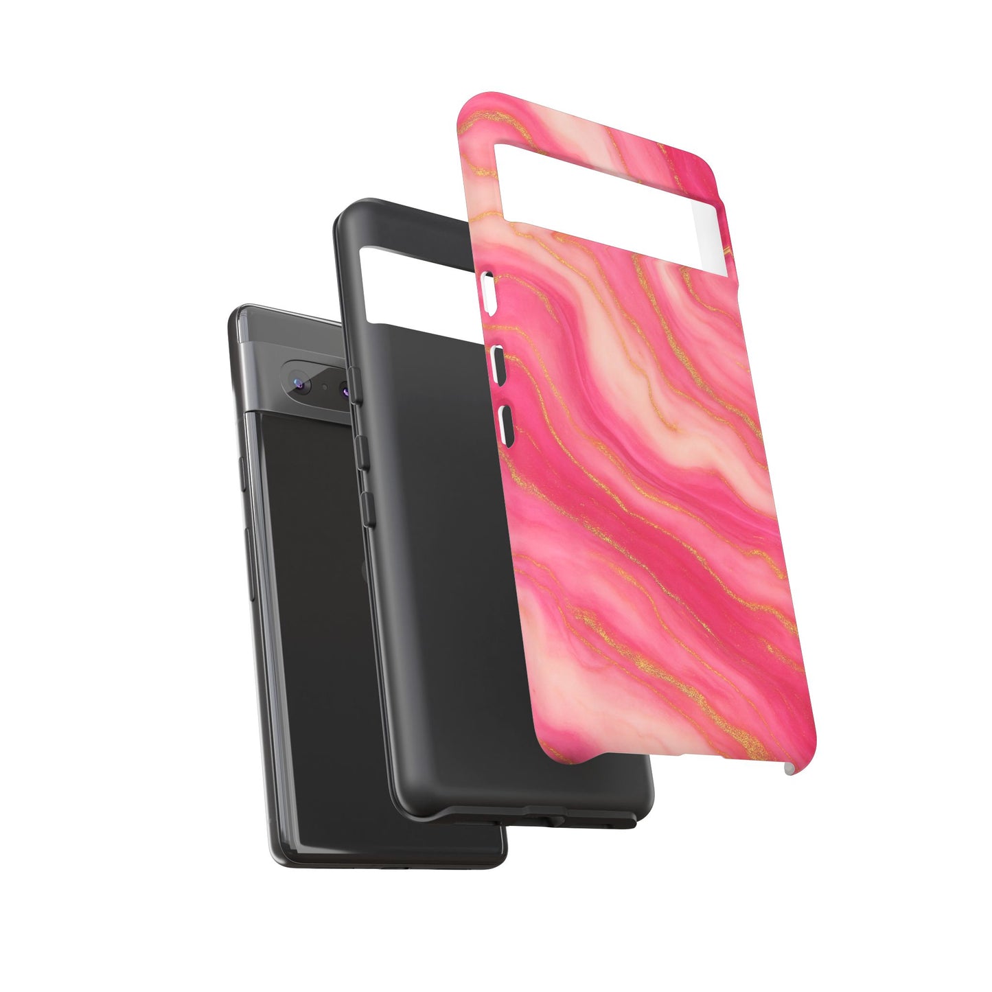 Pink Marble Phone Case | Rose Gold Swirl Aesthetic Tough Protective Case