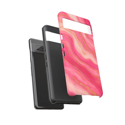Pink Marble Phone Case | Rose Gold Swirl Aesthetic Tough Protective Case