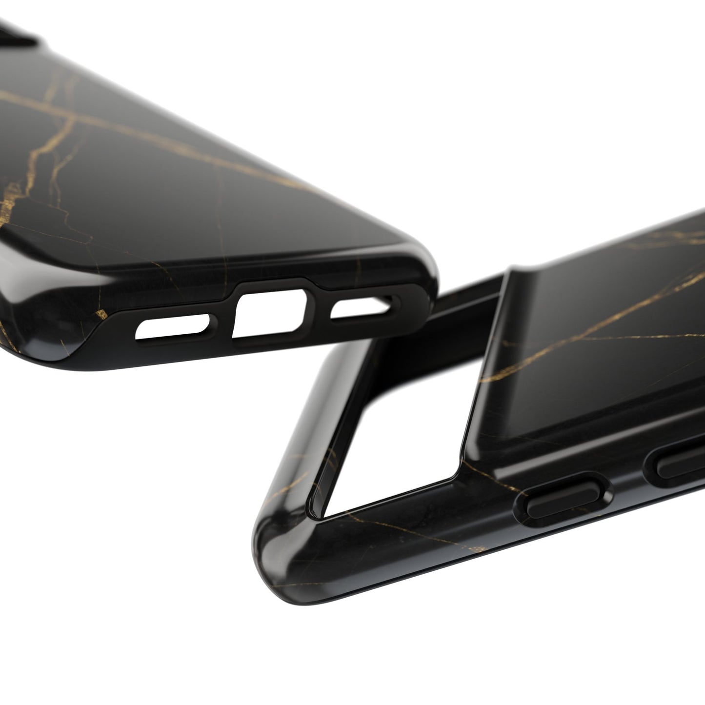 Black Marble Phone Case with Gold Veins | Minimal Luxury Tough Case
