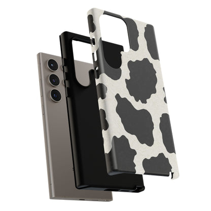 Black & White Cow Print Phone Case | Western Aesthetic iPhone & Samsung Tough Case