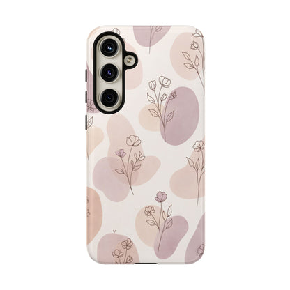 Blush Floral Phone Case Neutral Botanical Watercolor Tough Cover