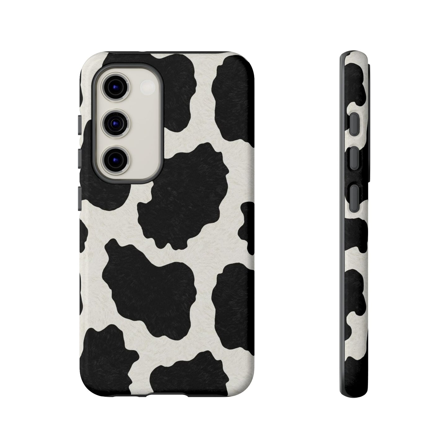Black & White Cow Print Phone Case | Western Aesthetic iPhone & Samsung Tough Case