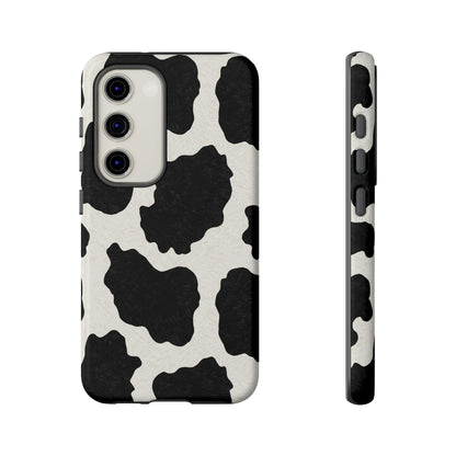Black & White Cow Print Phone Case | Western Aesthetic iPhone & Samsung Tough Case