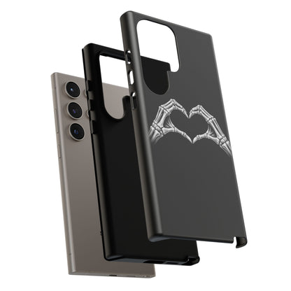Skeleton Hands Heart Phone Case | Gothic Black Protective Cover