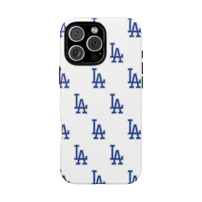 Blue LA Monogram Pattern Phone Case | Minimal Baseball Inspired Tough Cover