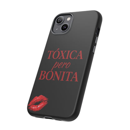 Toxica Pero Bonita Phone Case, Latina Quote Case, Red Lips Aesthetic, Spanish Saying Case, Trendy Tough Cover