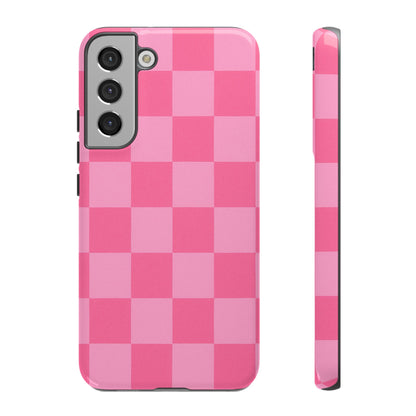 Pink Checkerboard Phone Case | Cute Aesthetic Checkered iPhone & Samsung Tough Case
