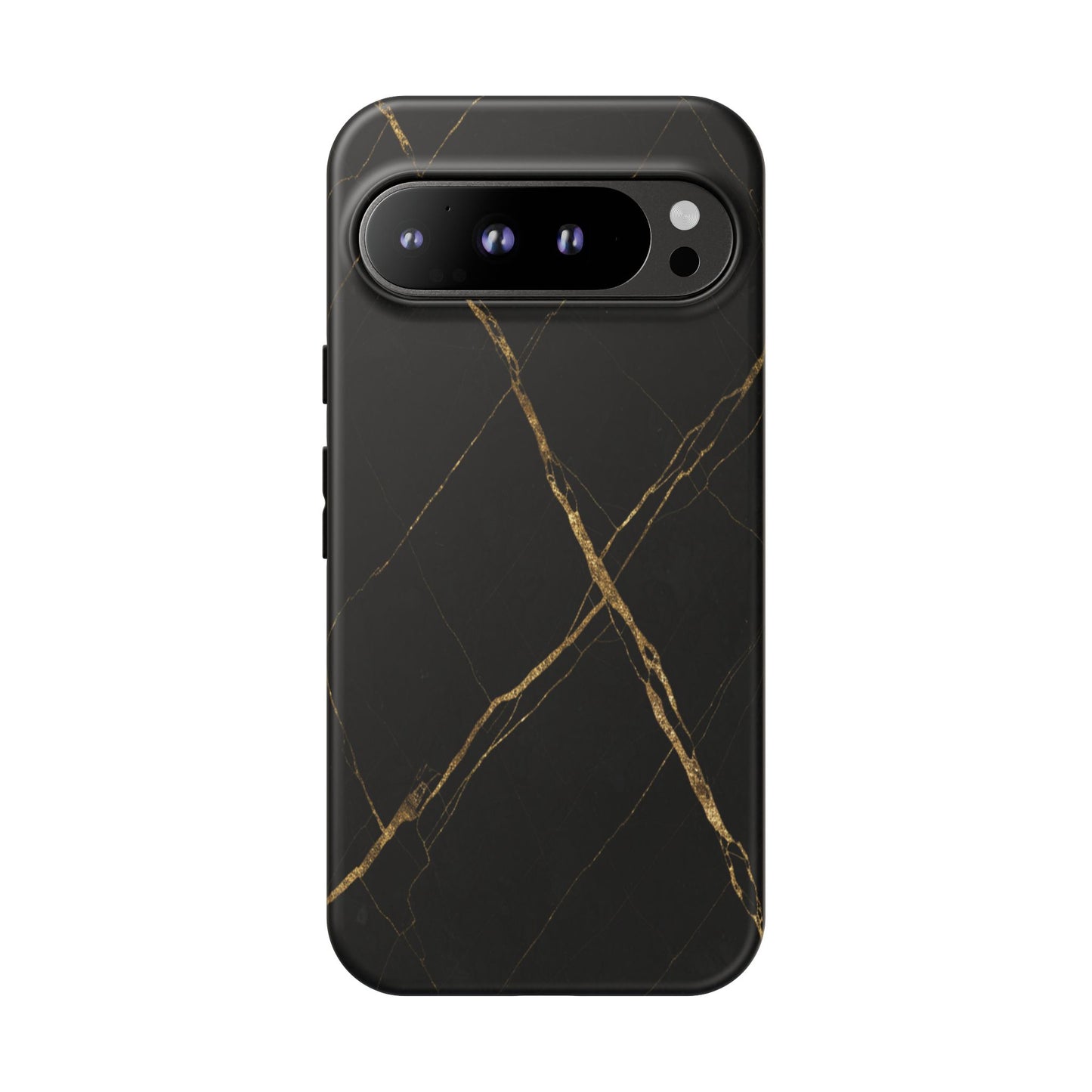 Black Marble Phone Case with Gold Veins – Luxury Minimal Aesthetic Tough Case